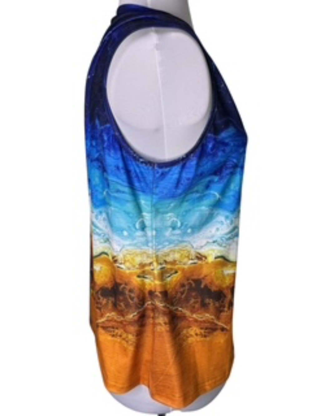 NWT ETCYY Casual Sleeveless Summer V-Neck Fluid Abstract Tank Top Size L - Picture 4 of 7